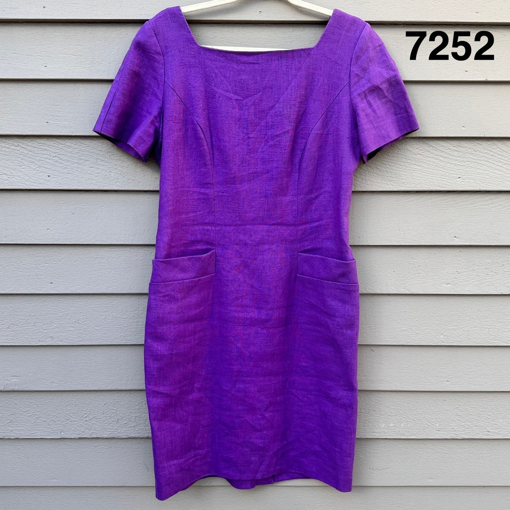 Vintage Santa Fe Purple Sheath Dress Size 8 USA Acetate Career Party Midi